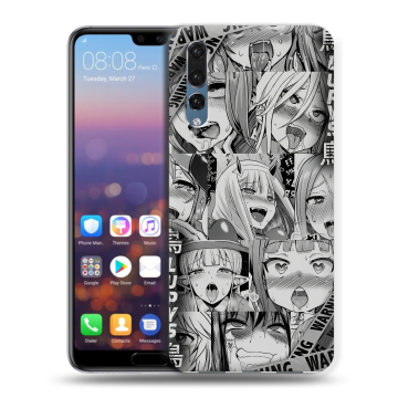 Силиконовый противоударный чехол на Huawei P20 Pro с принтом Ahegao Ахегао Аниме