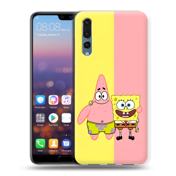 Силиконовый противоударный чехол на Huawei P20 Pro с принтом Спанч боб Спанчбоб Силиконовый противоударный чехол на Huawei P20 Pro с принтом Спанч боб Спанчбоб