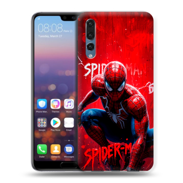 Силиконовый противоударный чехол на Huawei P20 Pro с принтом Spiderman Человек паук