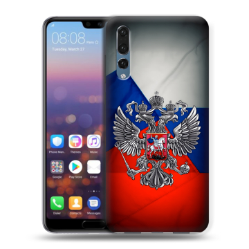 Силиконовый противоударный чехол на Huawei P20 Pro с принтом Флаг России