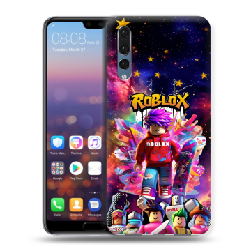 Силиконовый противоударный чехол на Huawei P20 Pro с принтом Roblox Роблокс