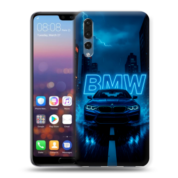 Силиконовый противоударный чехол на Huawei P20 Pro с принтом BMW БМВ