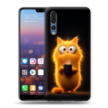 Силиконовый противоударный чехол на Huawei P20 Pro с принтом Смешной кот Силиконовый противоударный чехол на Huawei P20 Pro с принтом Смешной кот