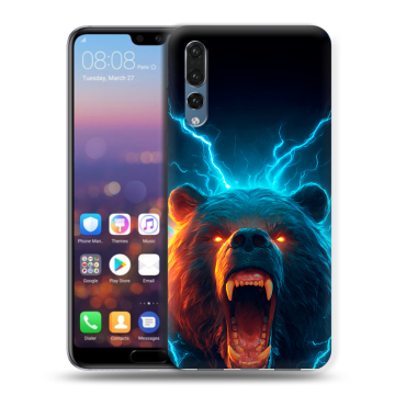 Силиконовый противоударный чехол на Huawei P20 Pro с принтом Медведь
