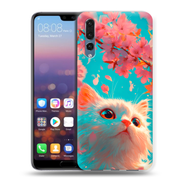 Силиконовый противоударный чехол на Huawei P20 Pro с принтом Красивый кот