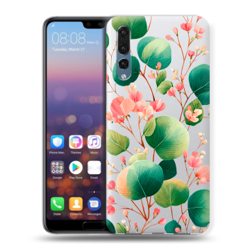 Силиконовый противоударный чехол на Huawei P20 Pro с принтом женский