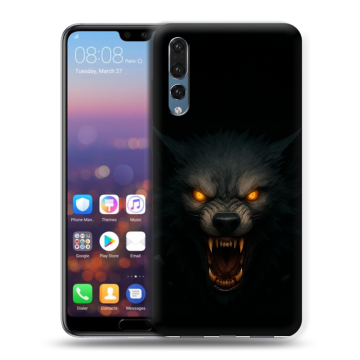 Силиконовый противоударный чехол на Huawei P20 Pro с принтом Волк