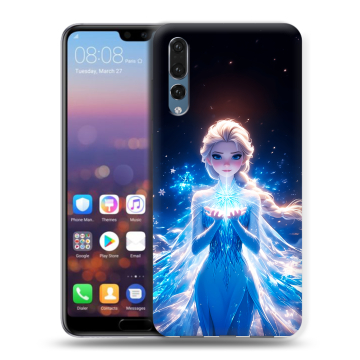 Силиконовый противоударный чехол на Huawei P20 Pro с принтом Холодное сердце Frozen