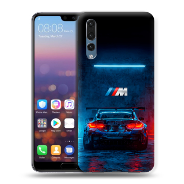 Силиконовый противоударный чехол на Huawei P20 Pro с принтом BMW БМВ