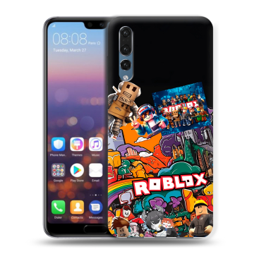 Силиконовый противоударный чехол на Huawei P20 Pro с принтом Roblox Роблокс