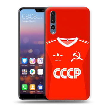 Силиконовый противоударный чехол на Huawei P20 Pro с принтом Флаг Герб СССР