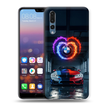 Силиконовый противоударный чехол на Huawei P20 Pro с принтом BMW БМВ Силиконовый противоударный чехол на Huawei P20 Pro с принтом BMW БМВ