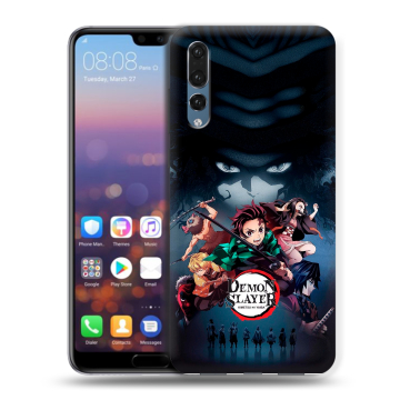 Силиконовый противоударный чехол на Huawei P20 Pro с принтом Demon Slayer Клинок рассекающий демонов