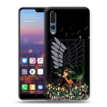 Силиконовый противоударный чехол на Huawei P20 Pro с принтом Атака титанов Силиконовый противоударный чехол на Huawei P20 Pro с принтом Атака титанов