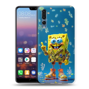 Силиконовый противоударный чехол на Huawei P20 Pro с принтом Спанч боб Спанчбоб Силиконовый противоударный чехол на Huawei P20 Pro с принтом Спанч боб Спанчбоб