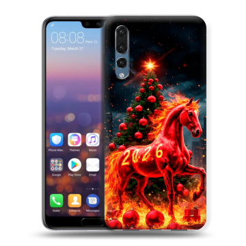 Силиконовый противоударный чехол на Huawei P20 Pro с принтом Новый год
