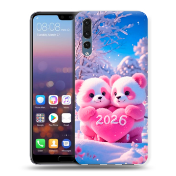 Силиконовый противоударный чехол на Huawei P20 Pro с принтом Новый год