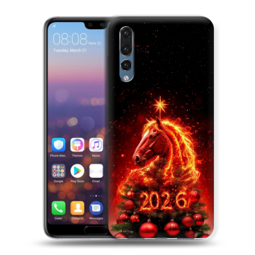 Силиконовый противоударный чехол на Huawei P20 Pro с принтом Новый год