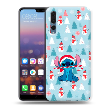 Силиконовый противоударный чехол на Huawei P20 Pro с принтом Стич Новый год