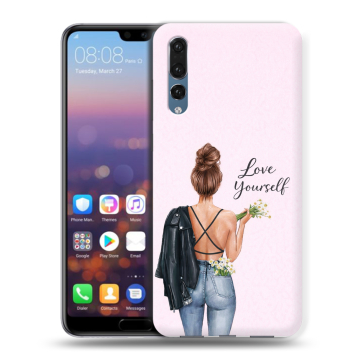 Силиконовый противоударный чехол на Huawei P20 Pro с принтом женский Силиконовый противоударный чехол на Huawei P20 Pro с принтом женский