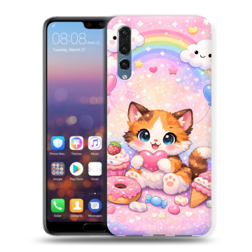 Силиконовый противоударный чехол на Huawei P20 Pro с принтом для девочек