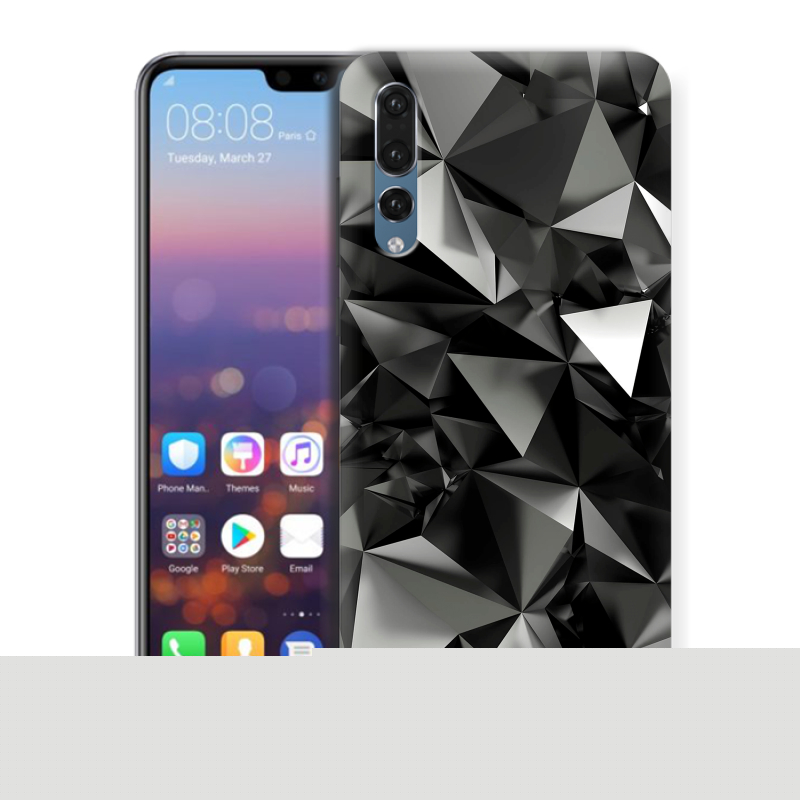 Силиконовый противоударный чехол на Huawei P20 Pro с принтом Черные кристаллы Силиконовый противоударный чехол на Huawei P20 Pro с принтом Черные кристаллы