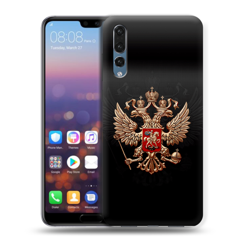 Силиконовый противоударный чехол на Huawei P20 Pro с принтом Герб России Силиконовый противоударный чехол на Huawei P20 Pro с принтом Герб России