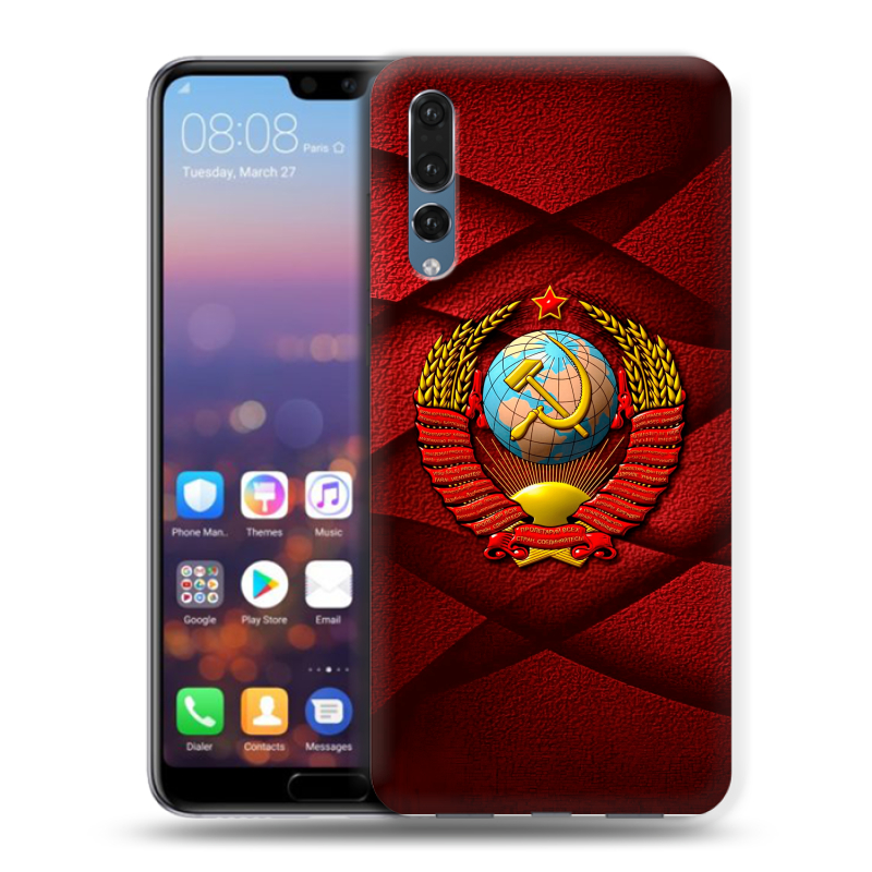 Силиконовый противоударный чехол на Huawei P20 Pro с принтом Герб СССР Силиконовый противоударный чехол на Huawei P20 Pro с принтом Герб СССР
