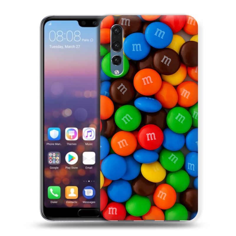 Силиконовый противоударный чехол на Huawei P20 Pro с принтом Конфеты Силиконовый противоударный чехол на Huawei P20 Pro с принтом Конфеты