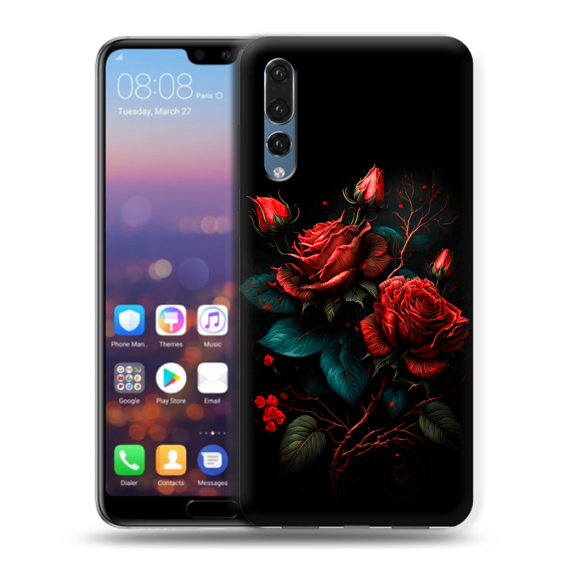 Пластиковый чехол на Huawei P20 Pro с принтом Розы красные Пластиковый чехол на Huawei P20 Pro с принтом Розы красные