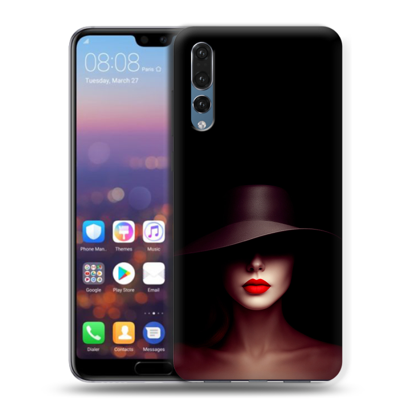Пластиковый чехол на Huawei P20 Pro с принтом Девушка в шляпе Пластиковый чехол на Huawei P20 Pro с принтом Девушка в шляпе