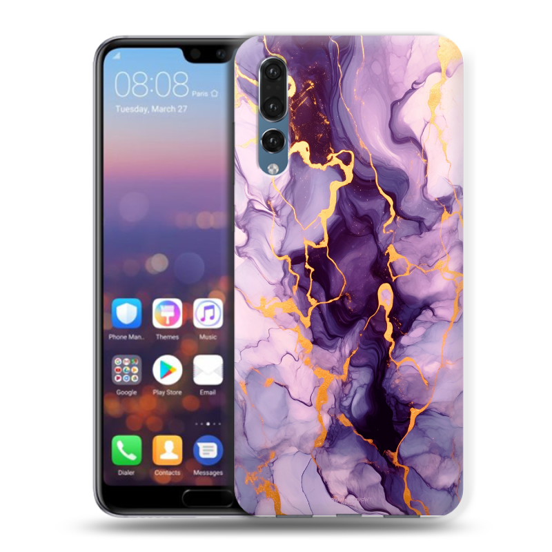 Силиконовый противоударный чехол на Huawei P20 Pro с принтом Мрамор Силиконовый противоударный чехол на Huawei P20 Pro с принтом Мрамор