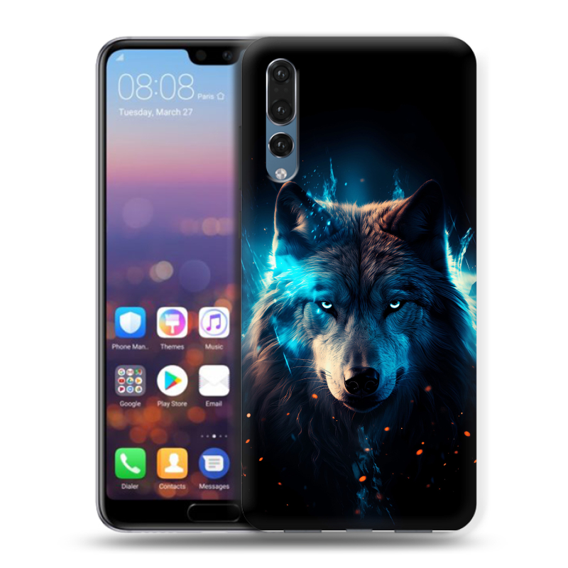 Пластиковый чехол на Huawei P20 Pro с принтом Волк ночной Пластиковый чехол на Huawei P20 Pro с принтом Волк ночной