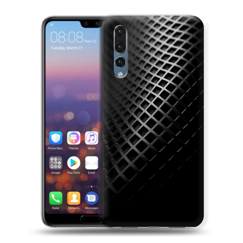 Силиконовый противоударный чехол на Huawei P20 Pro с принтом Текстура металла Силиконовый противоударный чехол на Huawei P20 Pro с принтом Текстура металла