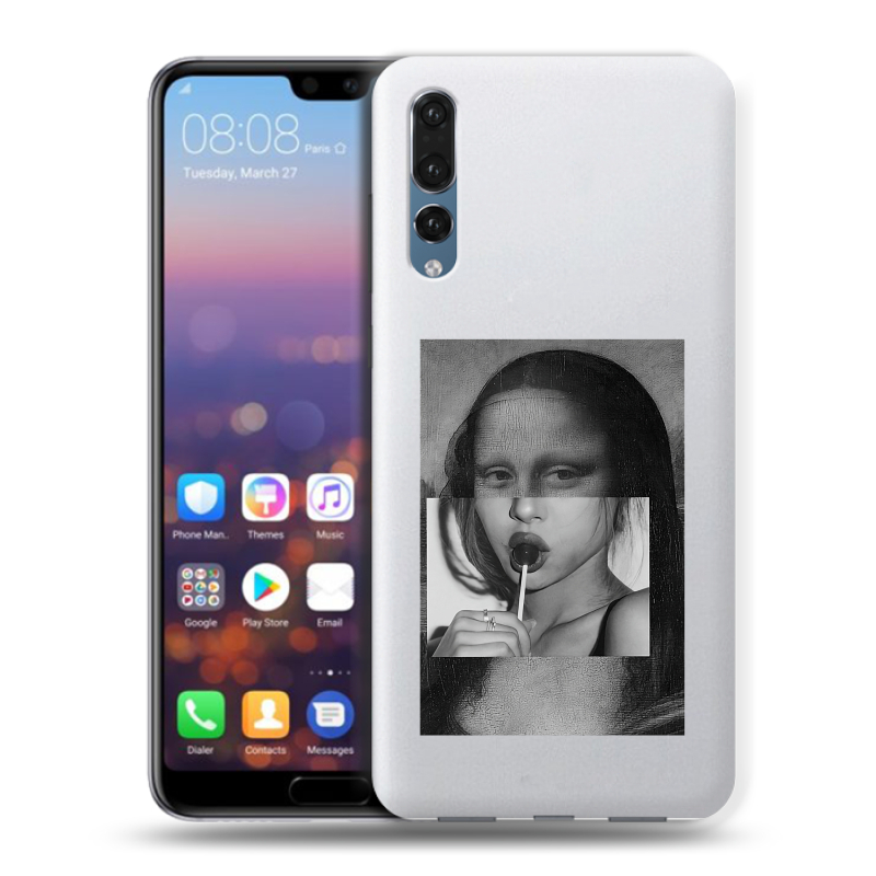 Силиконовый противоударный чехол на Huawei P20 Pro с принтом Мона Лиза Силиконовый противоударный чехол на Huawei P20 Pro с принтом Мона Лиза