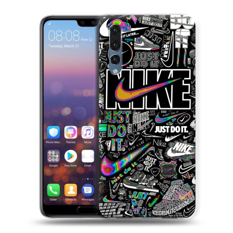 Силиконовый противоударный чехол на Huawei P20 Pro с принтом Найк Силиконовый противоударный чехол на Huawei P20 Pro с принтом Найк