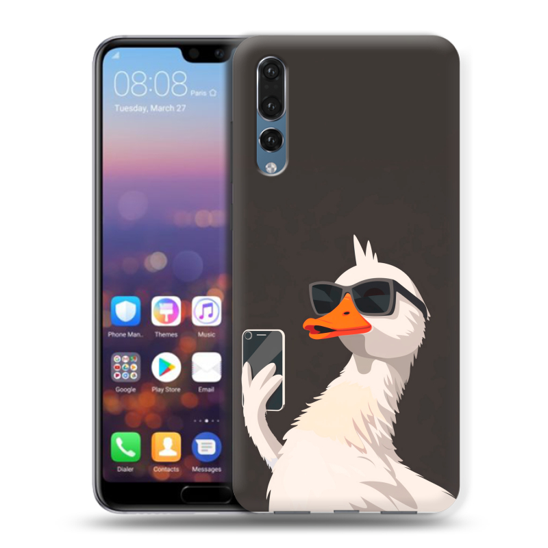 Пластиковый чехол на Huawei P20 Pro с принтом утка в очках Пластиковый чехол на Huawei P20 Pro с принтом утка в очках