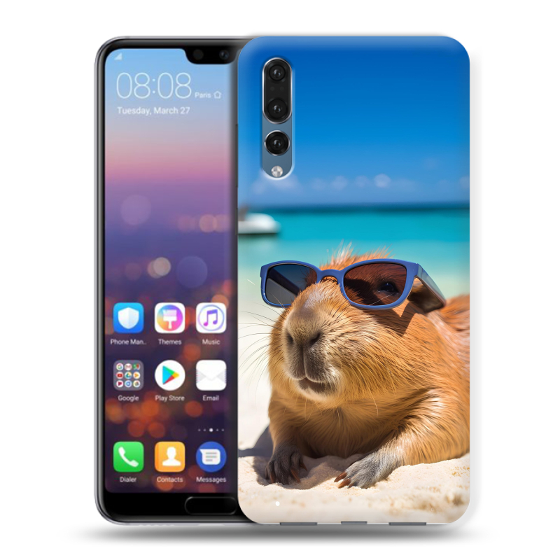 Пластиковый чехол на Huawei P20 Pro с принтом Капибара Пластиковый чехол на Huawei P20 Pro с принтом Капибара