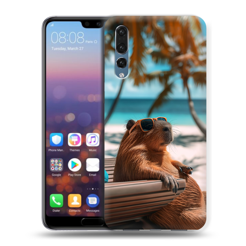 Пластиковый чехол на Huawei P20 Pro с принтом Капибара Пластиковый чехол на Huawei P20 Pro с принтом Капибара