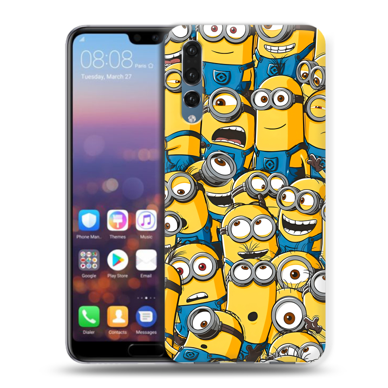Силиконовый противоударный чехол на Huawei P20 Pro с принтом Миньоны Силиконовый противоударный чехол на Huawei P20 Pro с принтом Миньоны