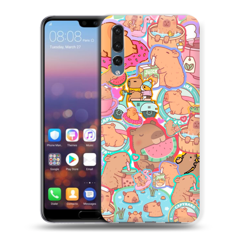 Пластиковый чехол на Huawei P20 Pro с принтом капибары Пластиковый чехол на Huawei P20 Pro с принтом капибары