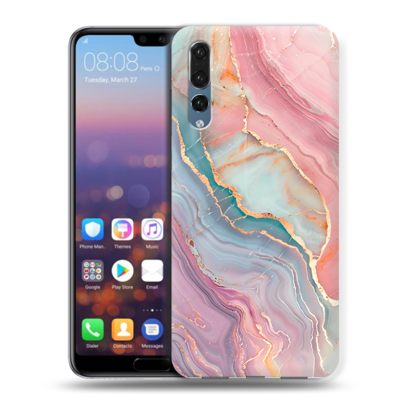 Пластиковый чехол на Huawei P20 Pro с принтом розовый мрамор Пластиковый чехол на Huawei P20 Pro с принтом розовый мрамор