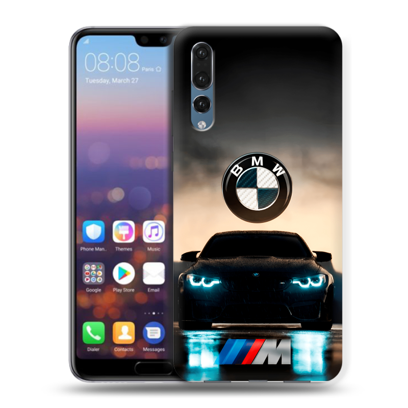 Силиконовый противоударный чехол на Huawei P20 Pro с принтом БМВ BMW Силиконовый противоударный чехол на Huawei P20 Pro с принтом БМВ BMW