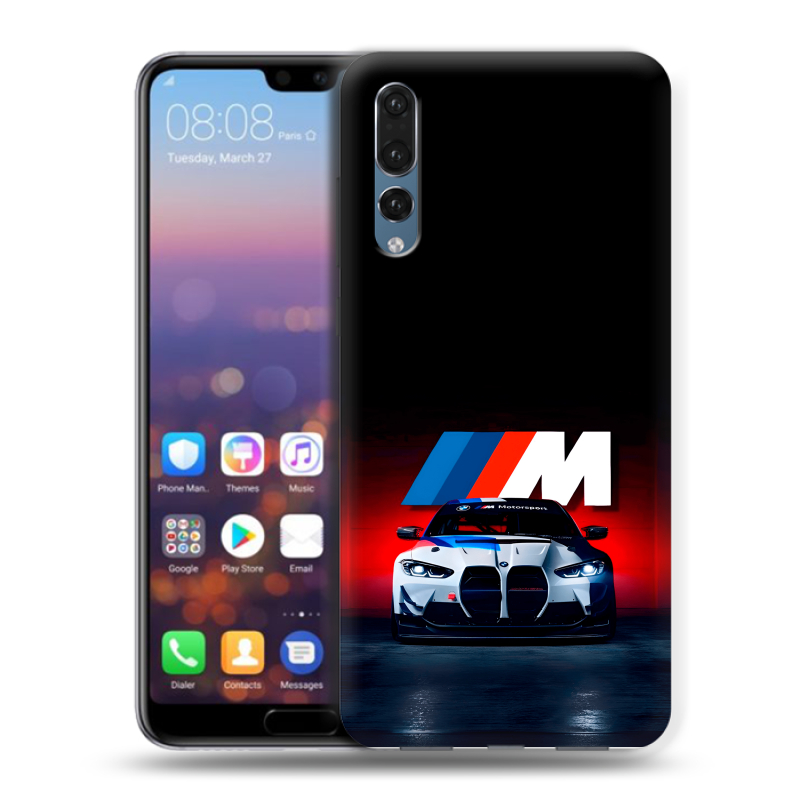 Силиконовый противоударный чехол на Huawei P20 Pro с принтом БМВ BMW Силиконовый противоударный чехол на Huawei P20 Pro с принтом БМВ BMW