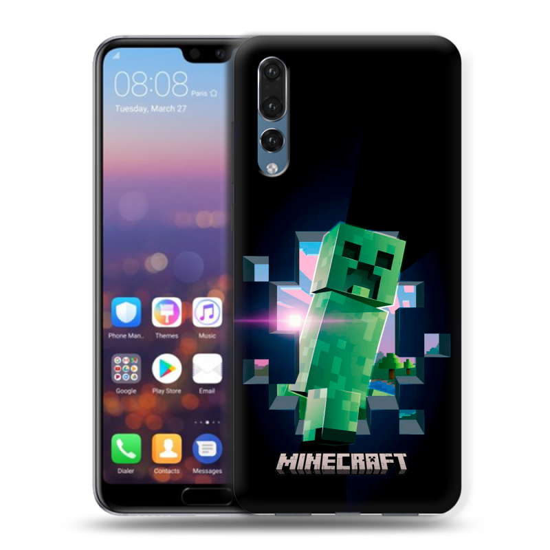 Силиконовый противоударный чехол на Huawei P20 Pro с принтом Майнкрафт Minecraft Силиконовый противоударный чехол на Huawei P20 Pro с принтом Майнкрафт Minecraft