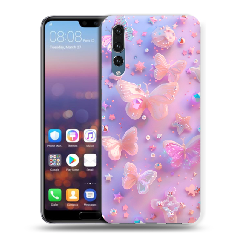 Пластиковый чехол на Huawei P20 Pro с принтом Бабочки Пластиковый чехол на Huawei P20 Pro с принтом Бабочки