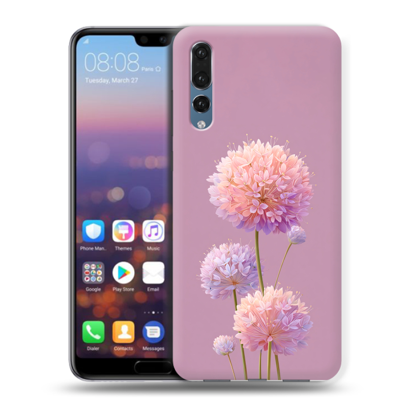Силиконовый противоударный чехол на Huawei P20 Pro с принтом Цветы Силиконовый противоударный чехол на Huawei P20 Pro с принтом Цветы