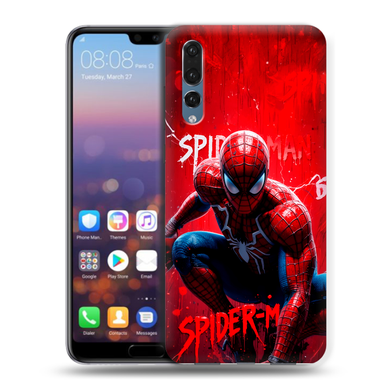 Силиконовый противоударный чехол на Huawei P20 Pro с принтом Spiderman Человек паук Силиконовый противоударный чехол на Huawei P20 Pro с принтом Spiderman Человек паук