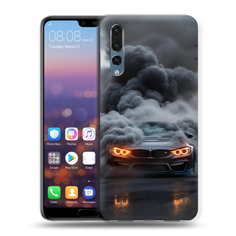 Силиконовый противоударный чехол на Huawei P20 Pro с принтом BMW БМВ Силиконовый противоударный чехол на Huawei P20 Pro с принтом BMW БМВ