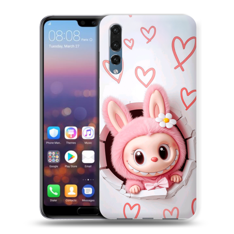 Силиконовый противоударный чехол на Huawei P20 Pro с принтом Labubu Лабубу Силиконовый противоударный чехол на Huawei P20 Pro с принтом Labubu Лабубу